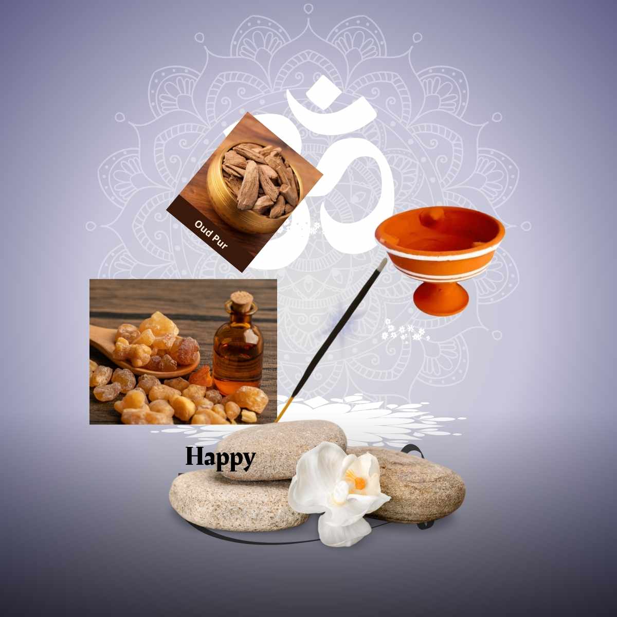 Coffret Encens & Ambiance Sacrée – Oliban, Myrrhe, Oud et Ambre Mnatura