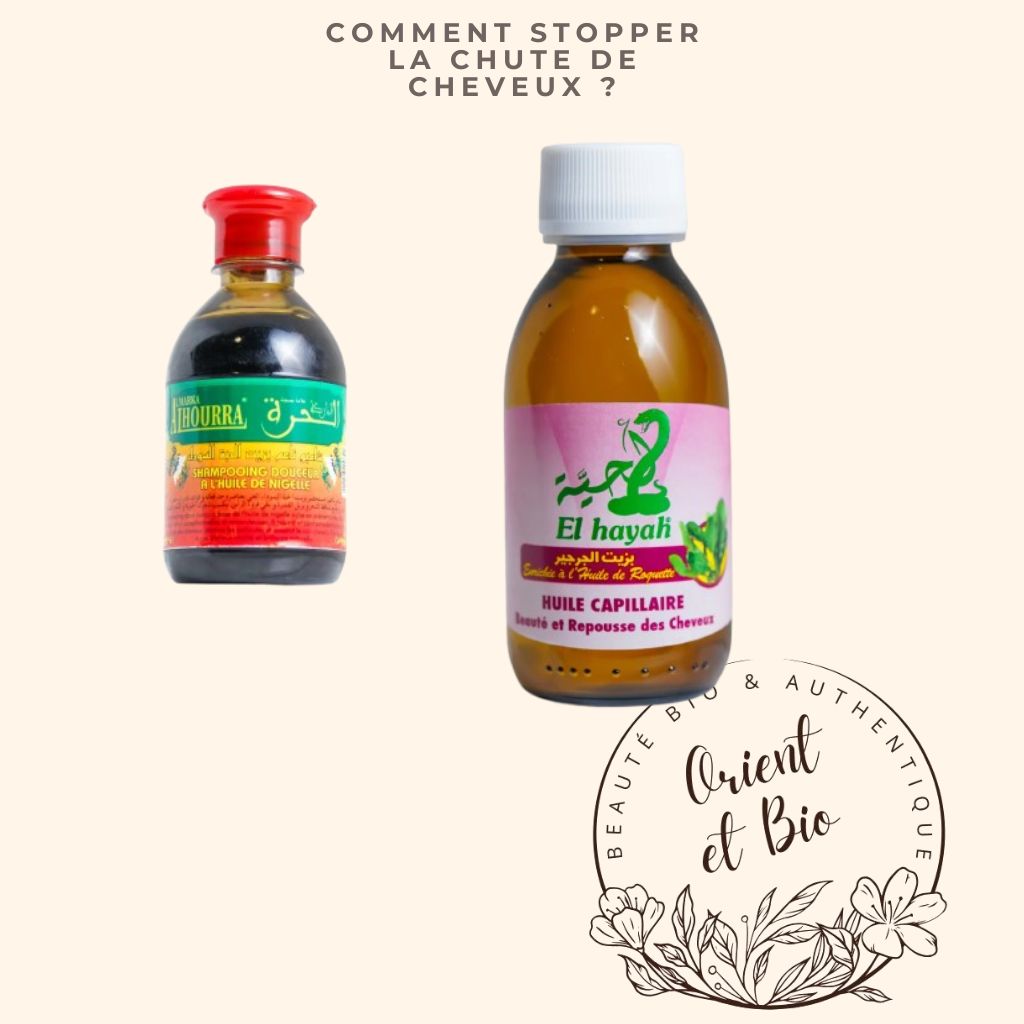 Pack anti-chute cheveux shampoing nigelle huile Al Hayah soin capillaire naturel Mnatura