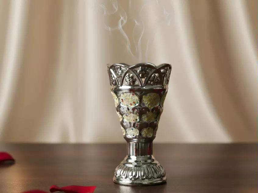 Encensoir Fleur Argenté – Brûleur décoratif raffiné