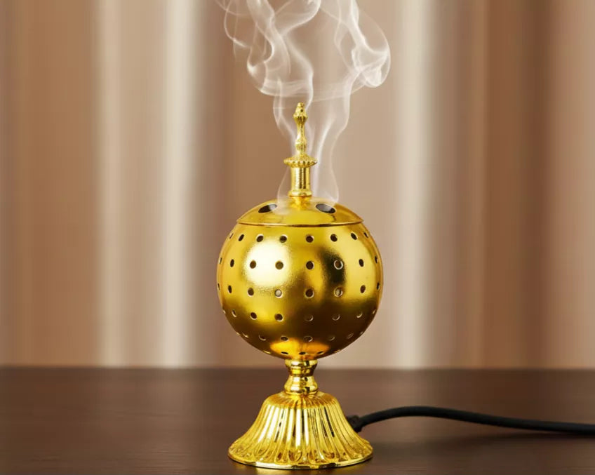 Encensoir électrique doré – Brûleur d’encens moderne et élégant