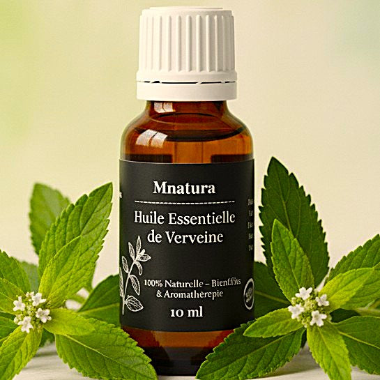 Flacon d’huile essentielle de verveine 100% naturelle – soin aromathérapie anti-stress et relaxation