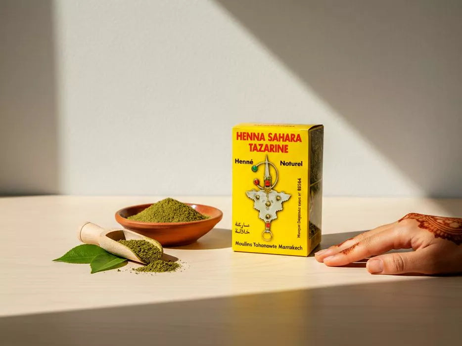 Henné Sahara Tazarine – Poudre 100 % Naturelle pour les Mains – Teinte Rouge-Brun Traditionnelle