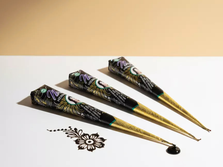 Lot de 3 cônes henné noir – tatouage naturel éphémère pour le corps