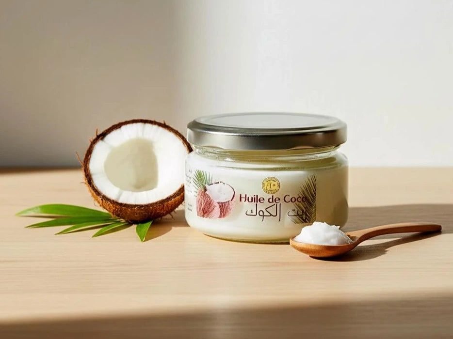 Huile de Coco Vierge Bio – flacon naturel, soin peau et cheveux
