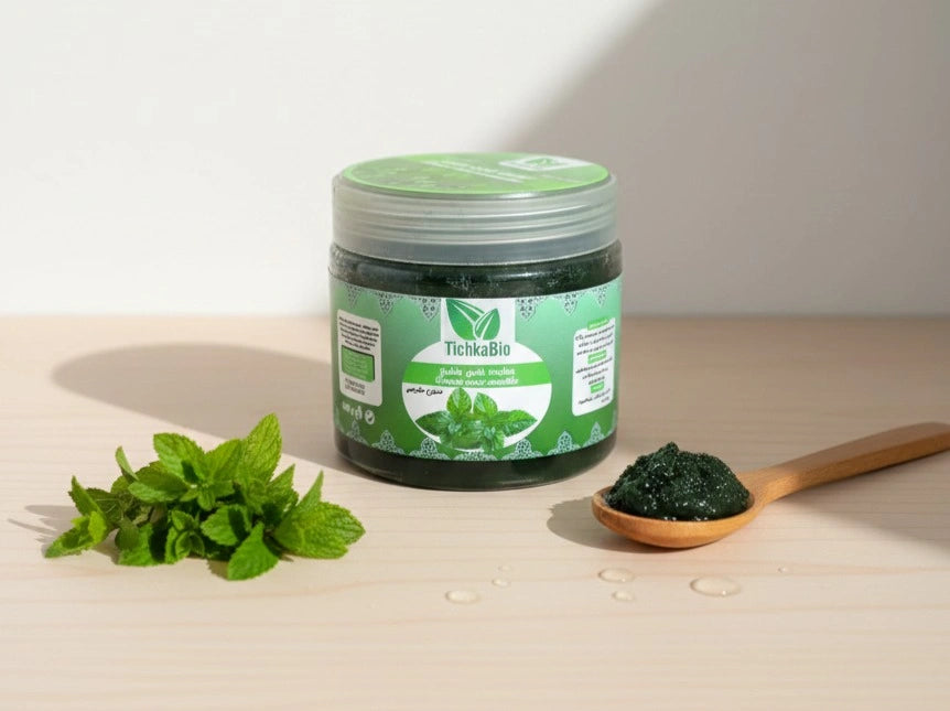 Savon Noir à la Menthe Pouliot – Soin naturel exfoliant