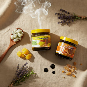 Coffret Purification Mnatura – Savon Noir Soufre, Savon Noir Encens et Fassoukh Blanc
