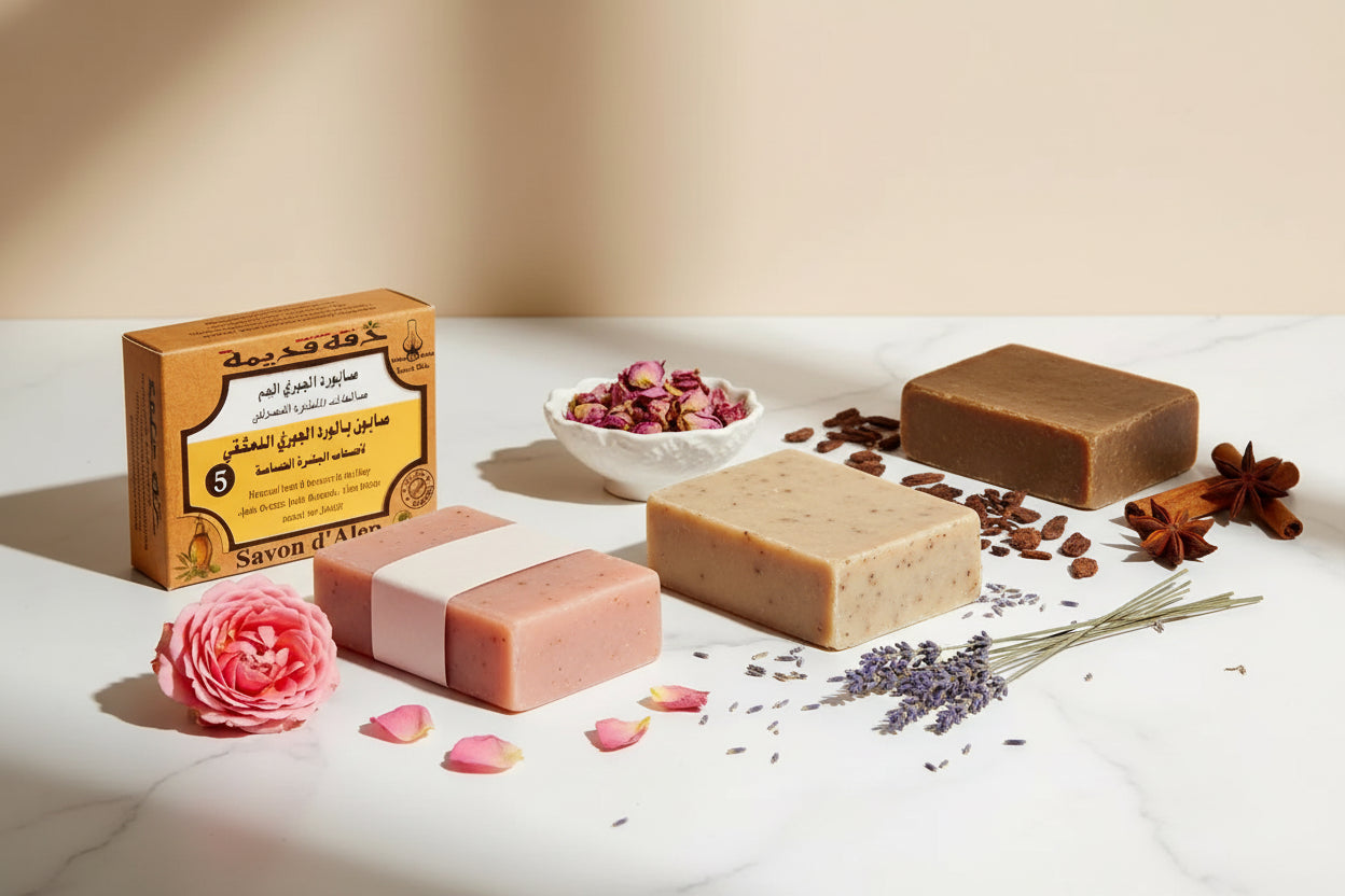 Savon d’Alep à la Rose de Damas naturel pour peaux sensibles