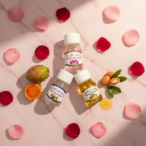 Huile de Rose, Huile de Figue de Barbarie, Huile d'Argan