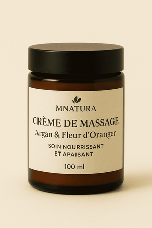 Crème de massage à l’argan et fleur d’oranger – soin nourrissant naturel