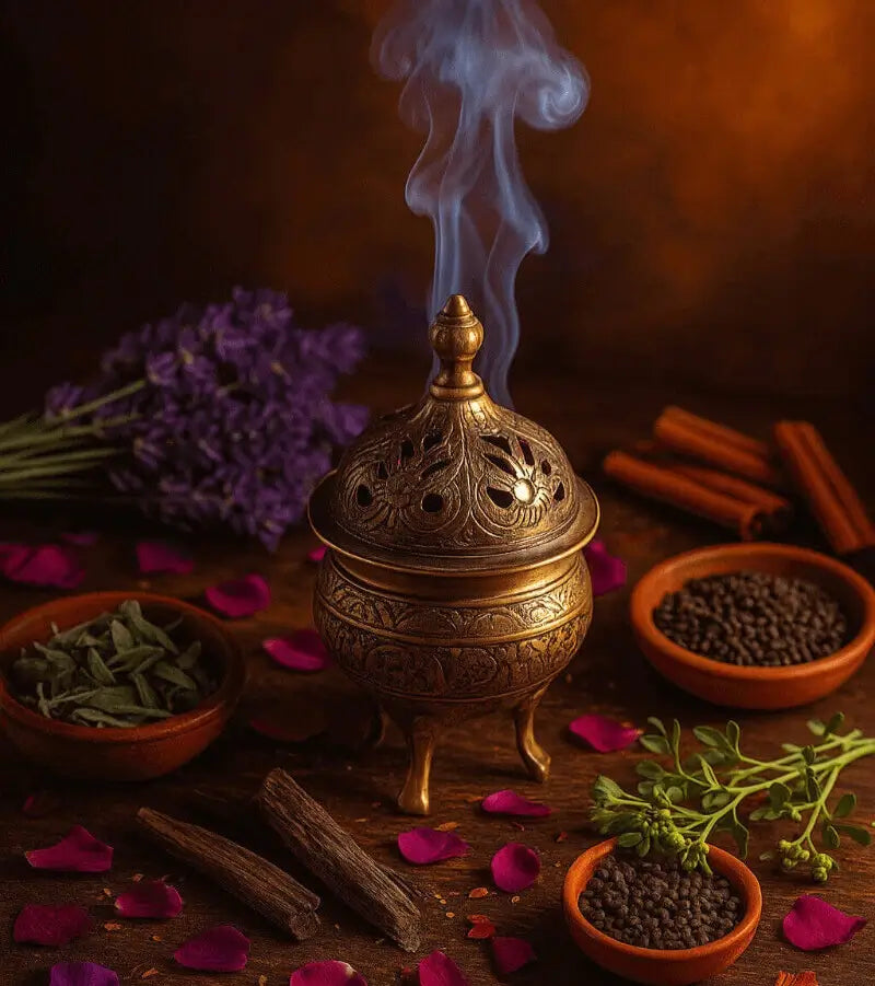Encens Fasoukh Royal Pur du Maroc à base de lavande, sauge, harmal, oud et musc – rituel ésotérique de purification
