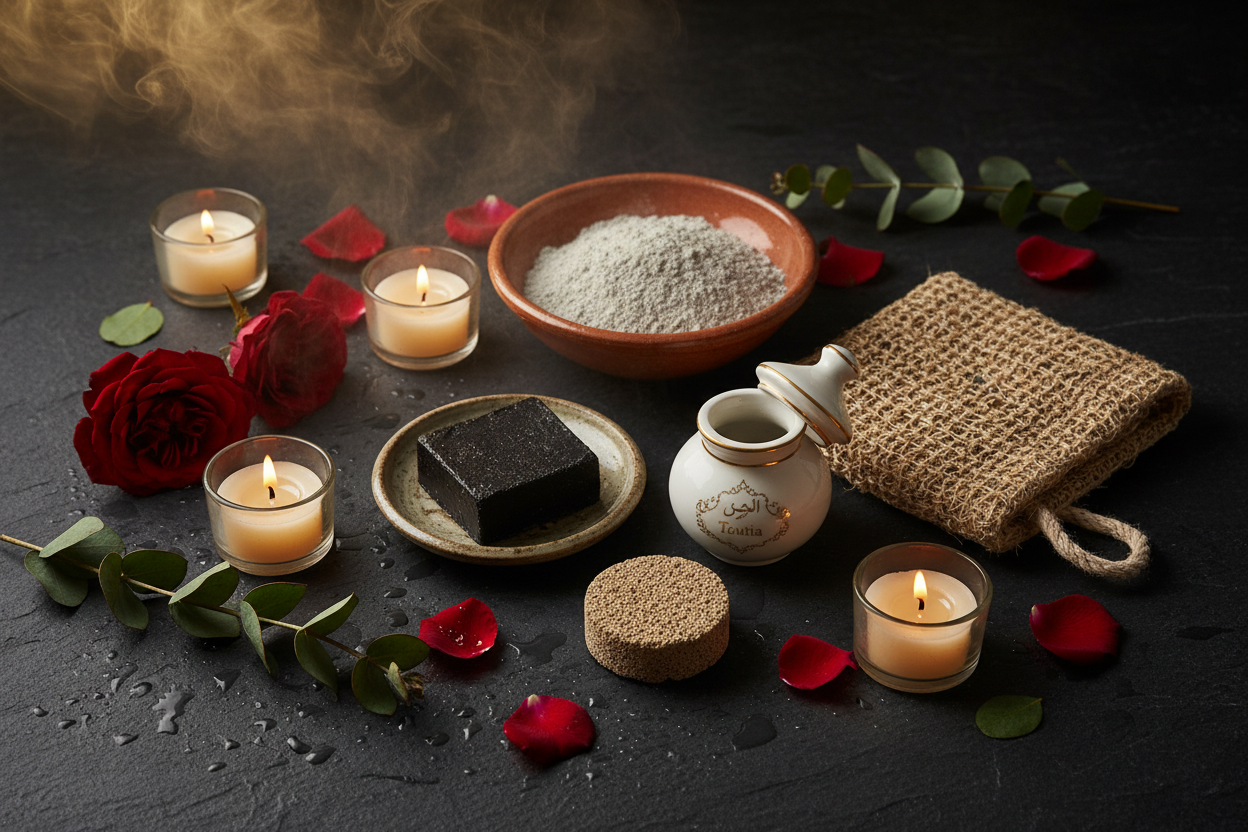 Rituel Hammam Royal – Savon Noir, Ghassoul, Kessa, Pierre Ponce & Toutia | Mnatura