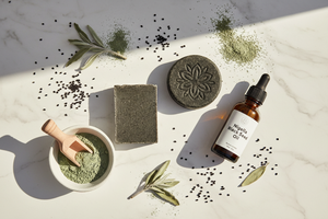 Rituel Peau Pure – Savon Soufre, Savon Nigelle, Huile Nigelle & Argile | Mnatura