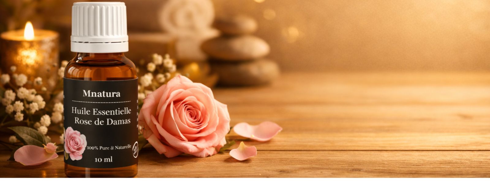 Huile de Rose de Damas – élixir floral naturel pour peau et cheveux