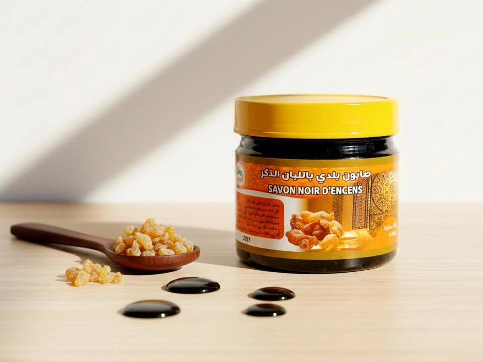 Savon Noir à l’Encens – soin marocain traditionnel, exfoliant et parfumé