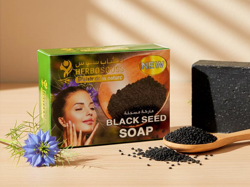 Savon à l’huile de nigelle naturel anti-acné et apaisant pour peaux sensibles et irritées